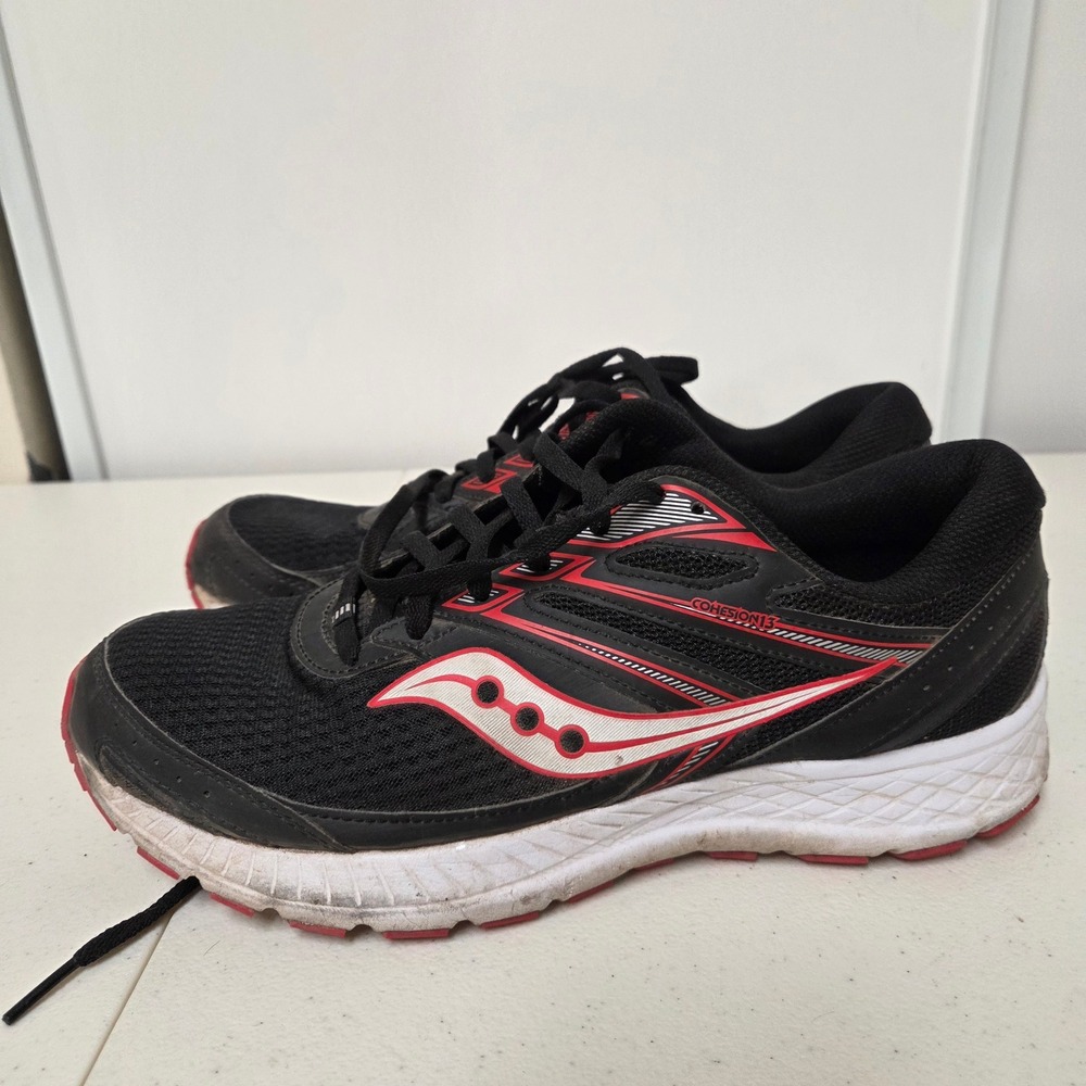 Saucony Cohesion 13 Mens 10 Wide Black Red Running Shoes S20560-9